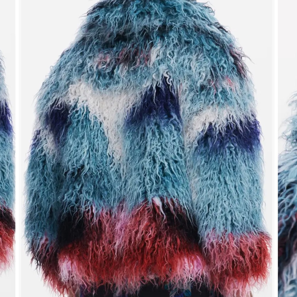 Desigual Faux Fur Shaggy Gradient Coat - Picture 4 of 6